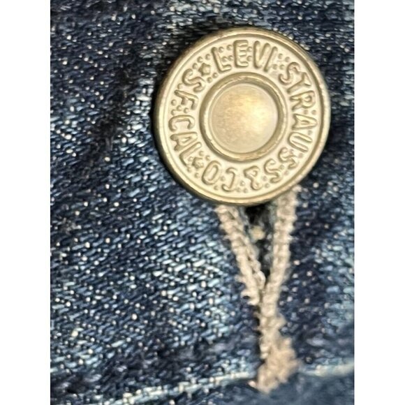 Levis Denim Jean Shorts L Blue Overalls Retro Concert Western Y2K Boho Classic - Picture 13 of 16